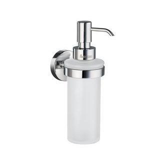 Smedbo HK369 Wall Mounted Frosted Glass Soap Dispenser with Polished Chrome Holder from the Home Collection